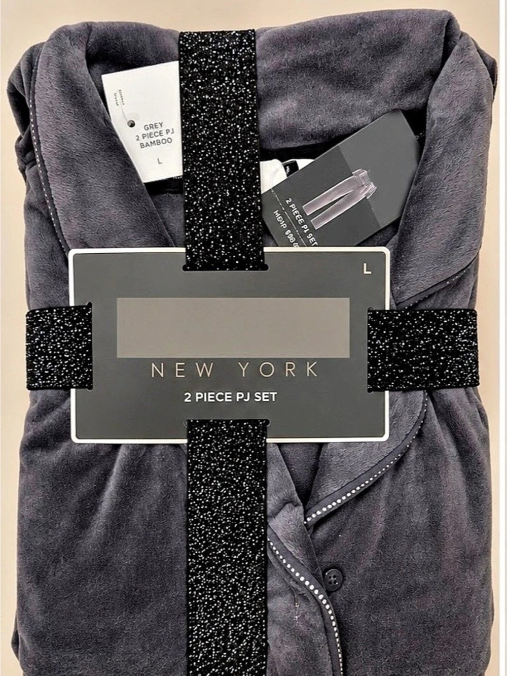 2 Piece PJ Set Pajama Set in Gray Size Large